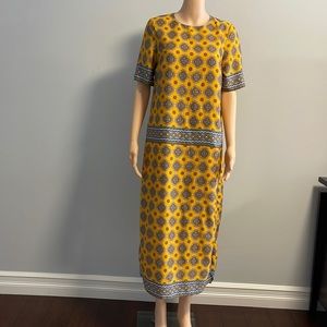 WAREHOUSE printed short sleeve long dress